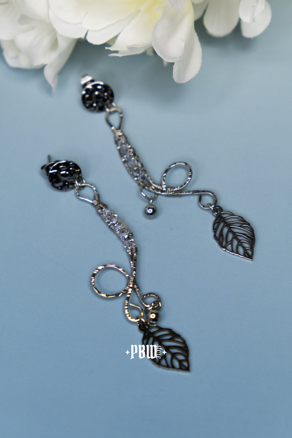 Kolczyki „Liście” z kryształkami Swarovski