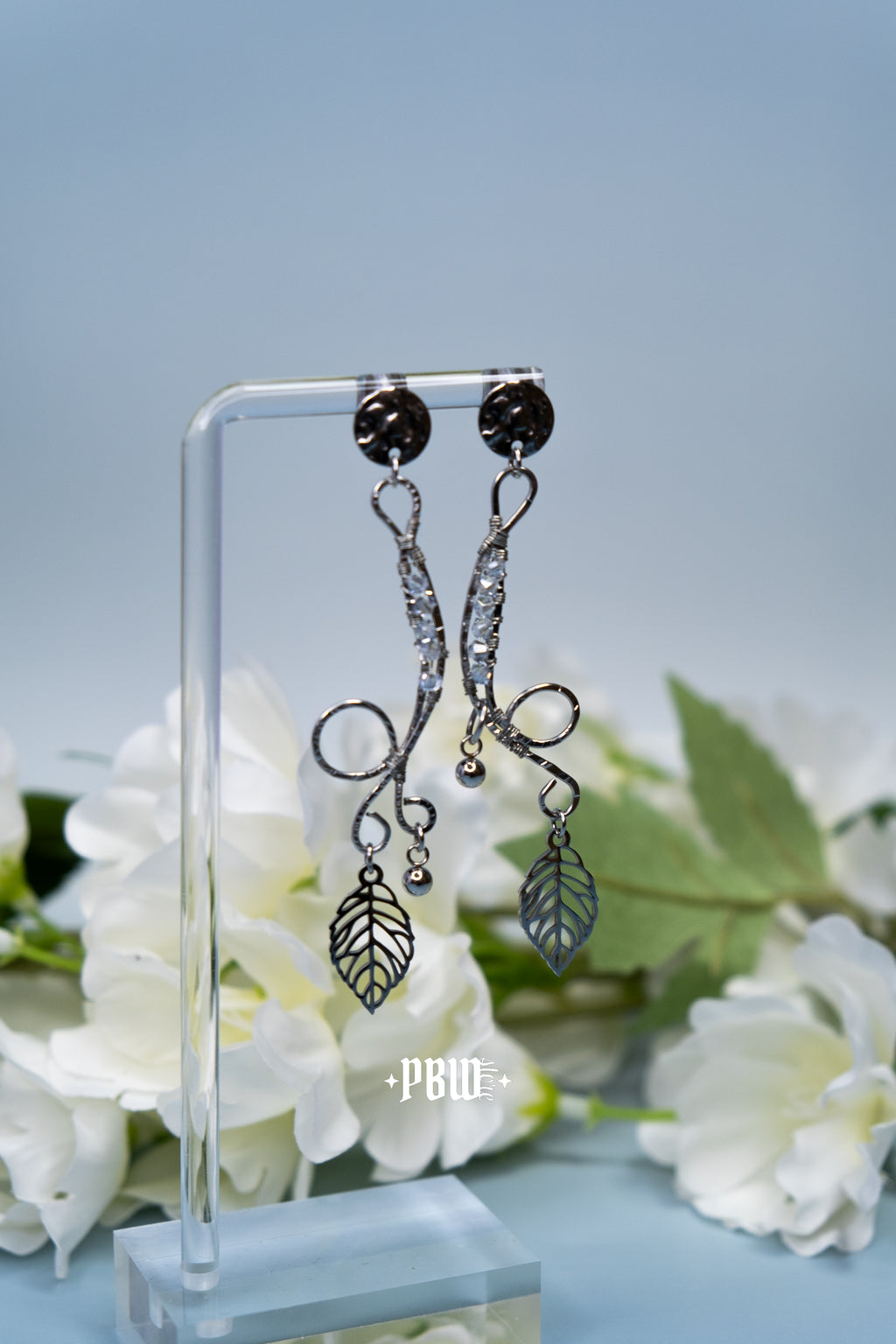 Kolczyki „Liście” z kryształkami Swarovski