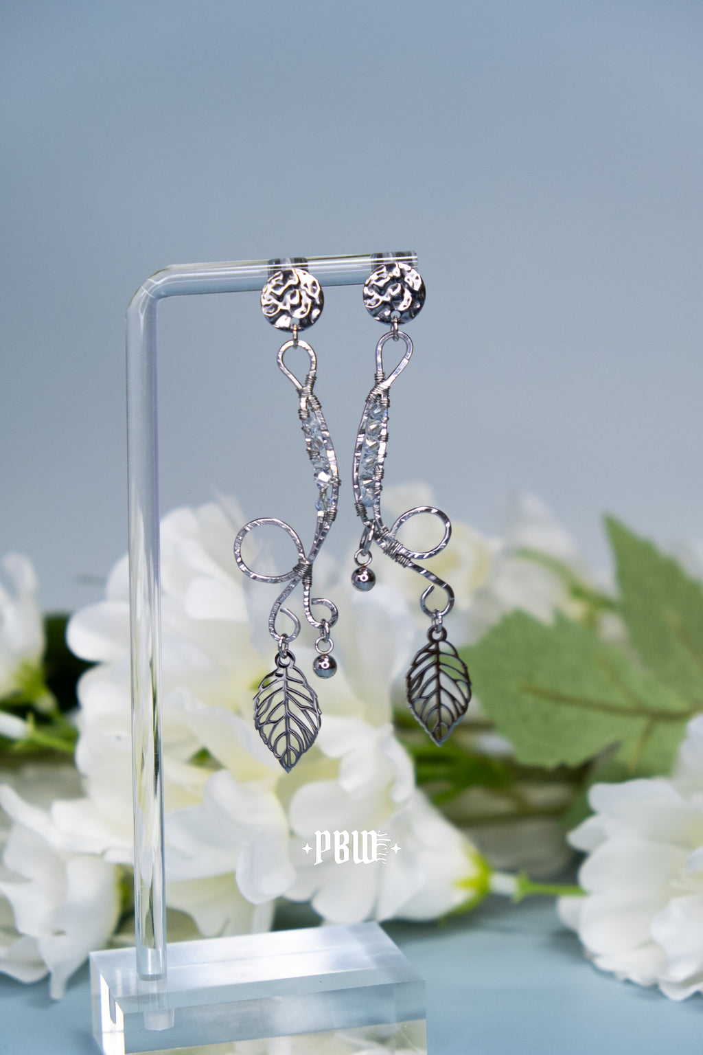 Kolczyki „Liście” z kryształkami Swarovski