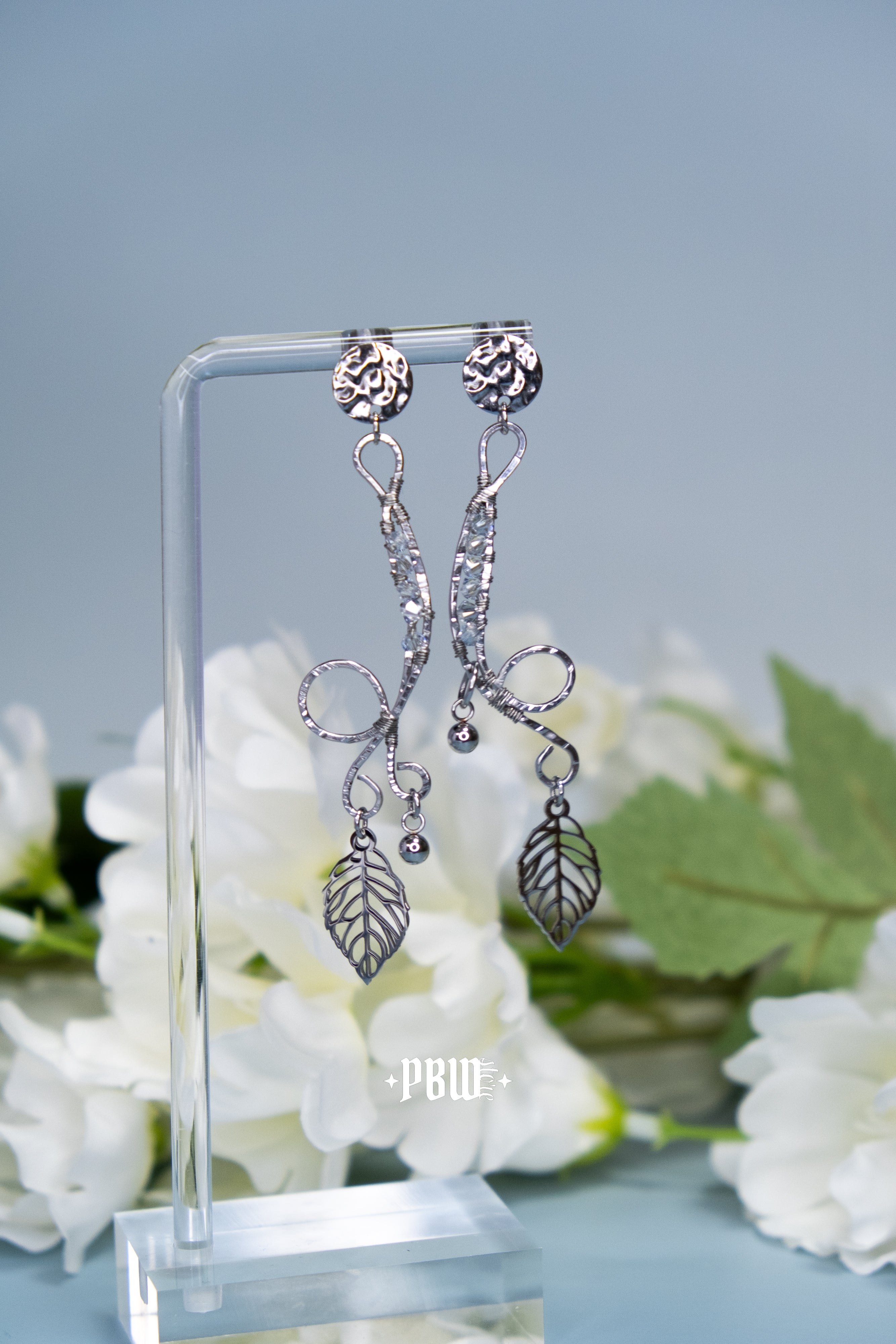 Kolczyki „Liście” z kryształkami Swarovski