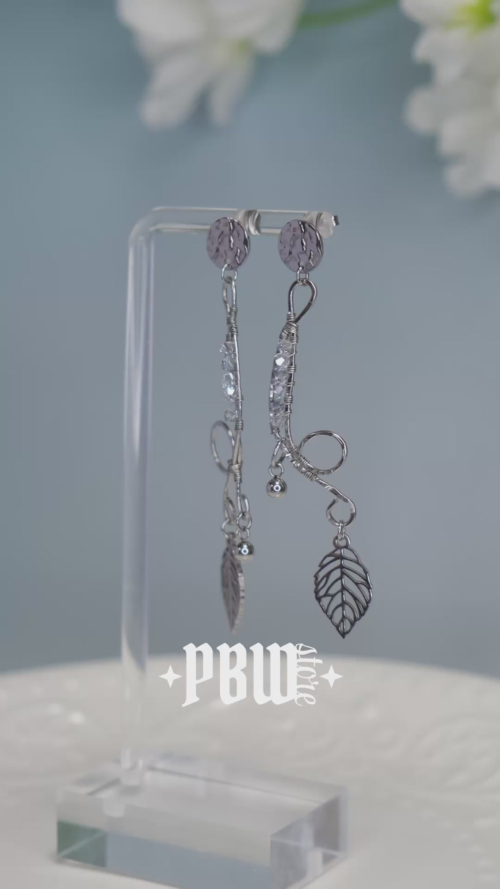 Kolczyki „Liście” z kryształkami Swarovski